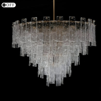Torhout | Rectangle/Round Frosted Glass Hanging Chandelier for Living Room, Dia31.5", Warm Light / Non-DimmableBy Miron Demid LLC