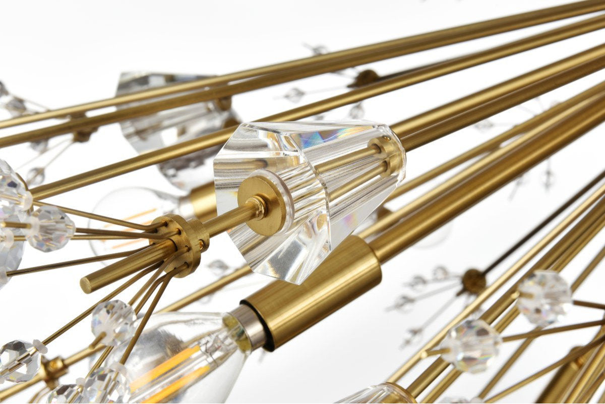Elegant Lighting 2500D36SG Vera 36 inch crystal starburst oval pendant in goldBy Elegant Furniture & Lighting