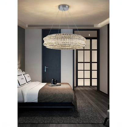 Albano Vercellese | Chic Chrome/Gold Creative Round Crystal Chandelier, Chrome, 1 Ring Medium2 - Dia31.5xh6.7" / Dia80xh17.7cm, Cool LightBy Miron Demid LLC
