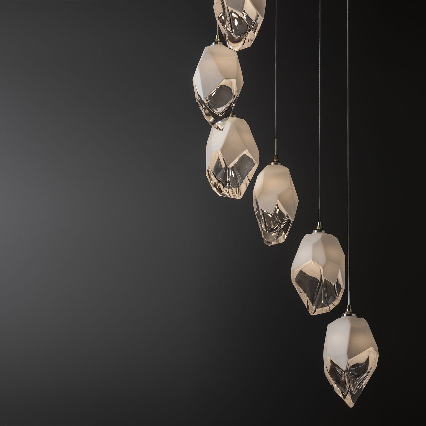 Chrysalis 9-Light Large Crystal Pendant Modern Brass White Crystal LongBy Hubbardton Forge