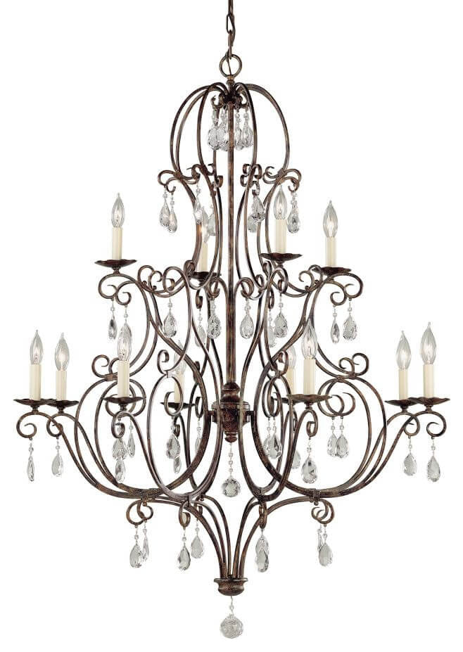 Chateau 12 Light 36 Inch Multi Tier Chandelier In Mocha BronzeBy Generation Lighting