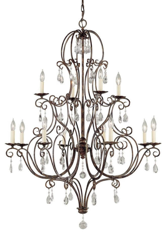 Chateau 12 Light 36 Inch Multi Tier Chandelier In Mocha BronzeBy Generation Lighting