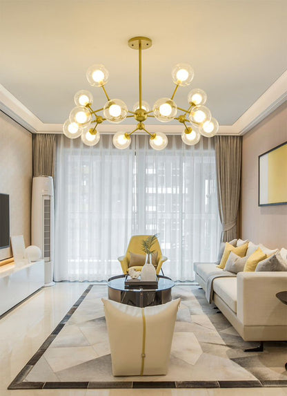 Cabiate | Glass Globe Shaped Chandelier for Bedroom, 15 Lights, Cool LightBy Miron Demid LLC
