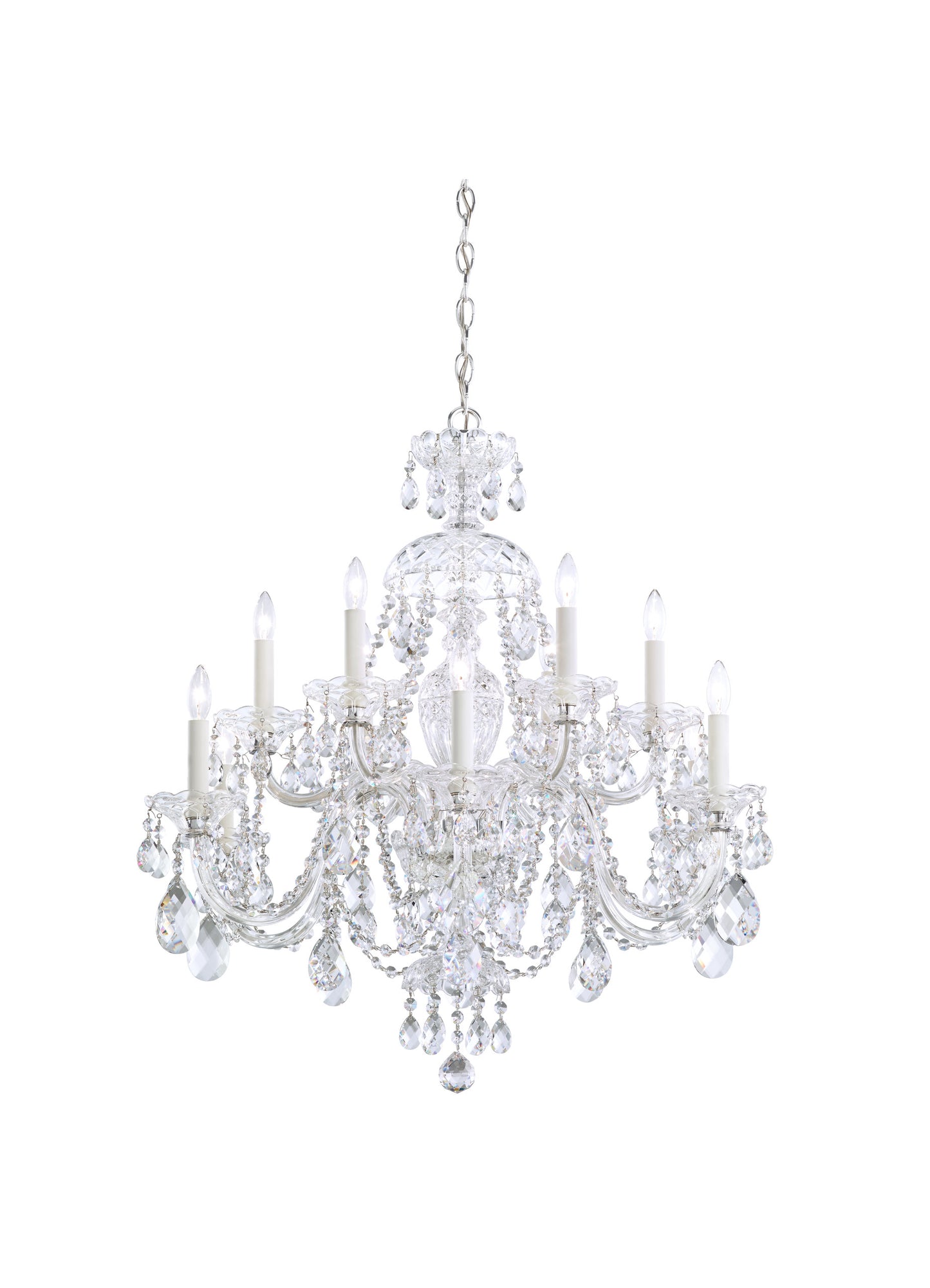 Sterling 12-Light Chandelier in Silver With Clear Heritage CrystalBy Schonbek