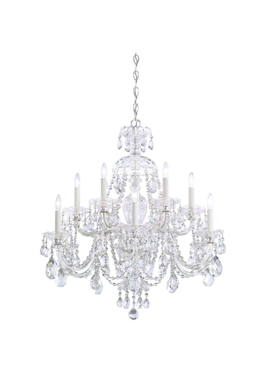 Sterling 12-Light Chandelier in Silver With Clear Heritage CrystalBy Schonbek
