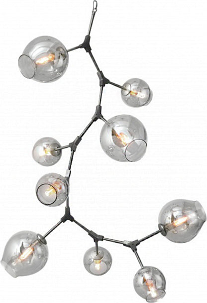 9-Light Satin Nickel Chandelier With Clear Glass ShadesBy Design Living