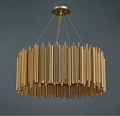 Genappe | Luxury Drum Gold Stainless Steel Chandelier, 19.7"By Miron Demid LLC