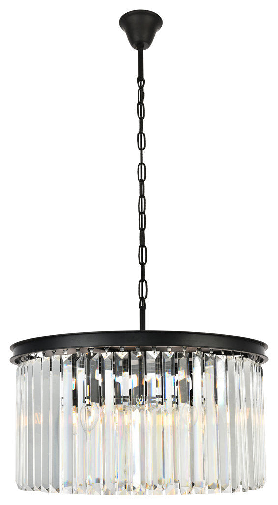 Sydney 8-Light Pendant, Matte Black With Clear Royal Cut CrystalBy Elegant Furniture & Lighting