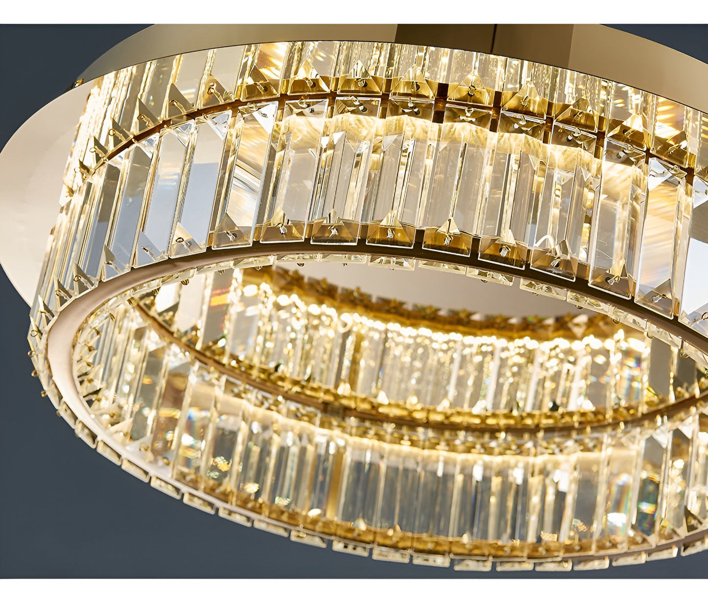Adrara | Stunning Gold Led Crystal Ceiling Chandelier, 31.5''By Miron Demid LLC