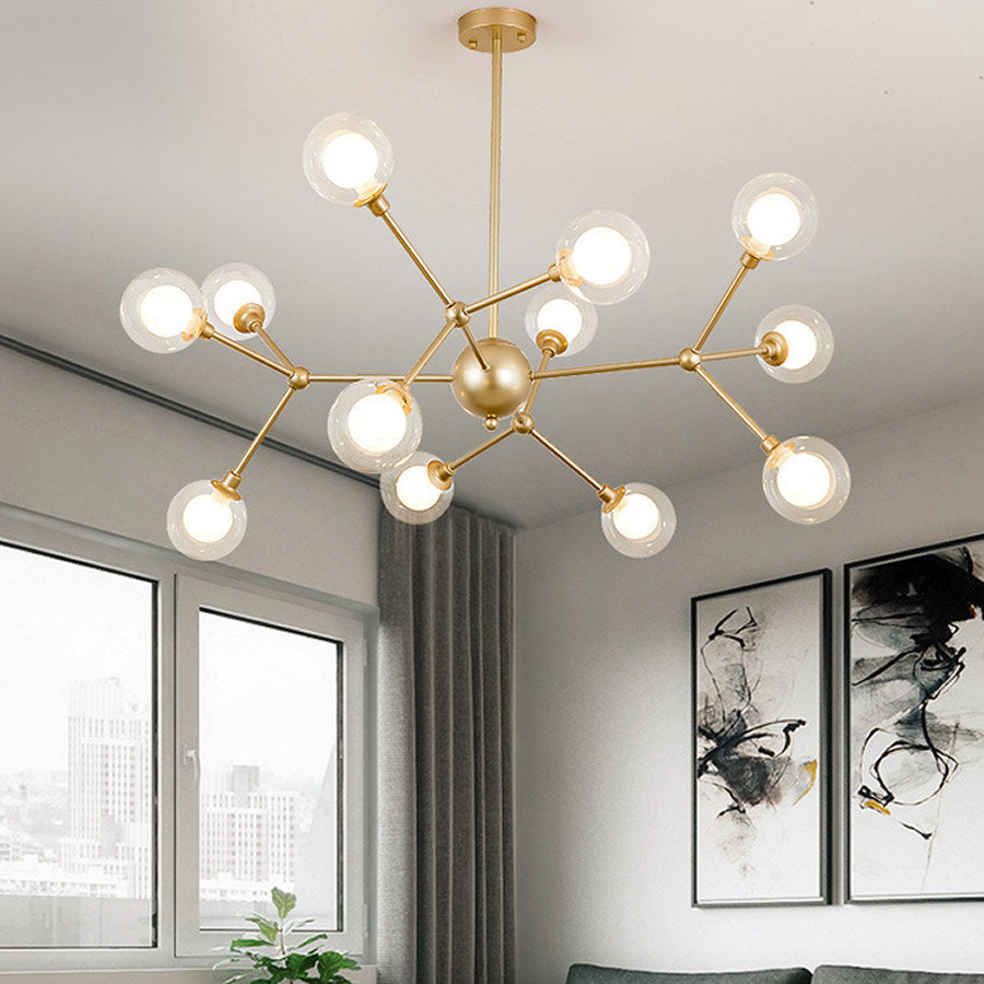 Cabiate | Glass Globe Shaped Chandelier for Bedroom, 12 Lights, Warm LightBy Miron Demid LLC