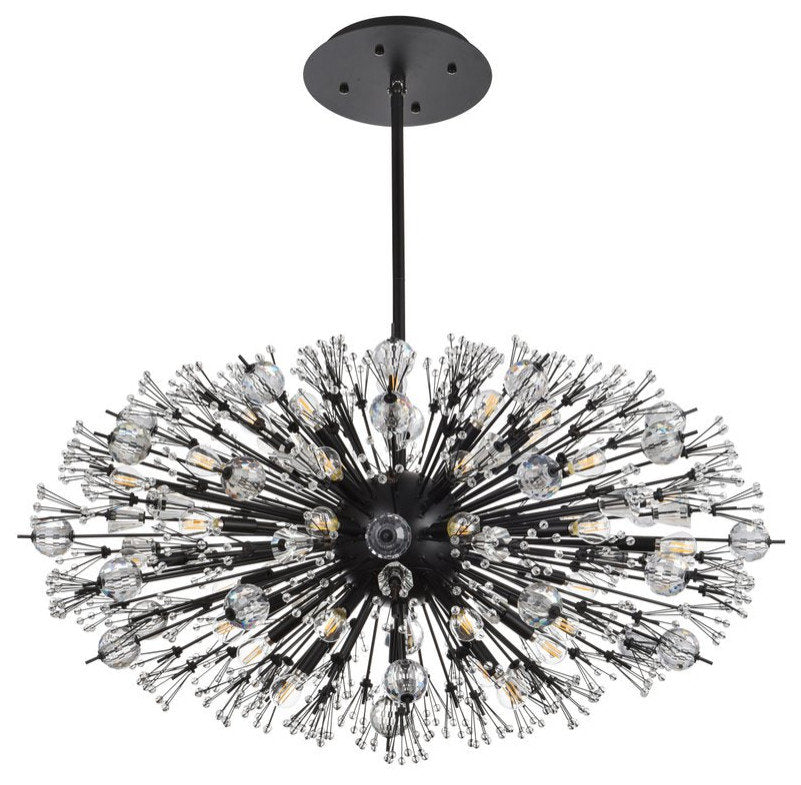 Elegant Lighting 2500D42BK Vera 42 inch crystal starburst oval pendant in blackBy Elegant Furniture & Lighting
