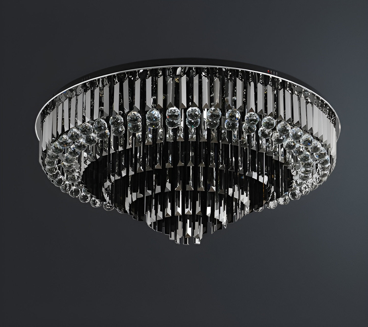 Africo | Round Modern Crystal Chandelier, 31.5"By Miron Demid LLC