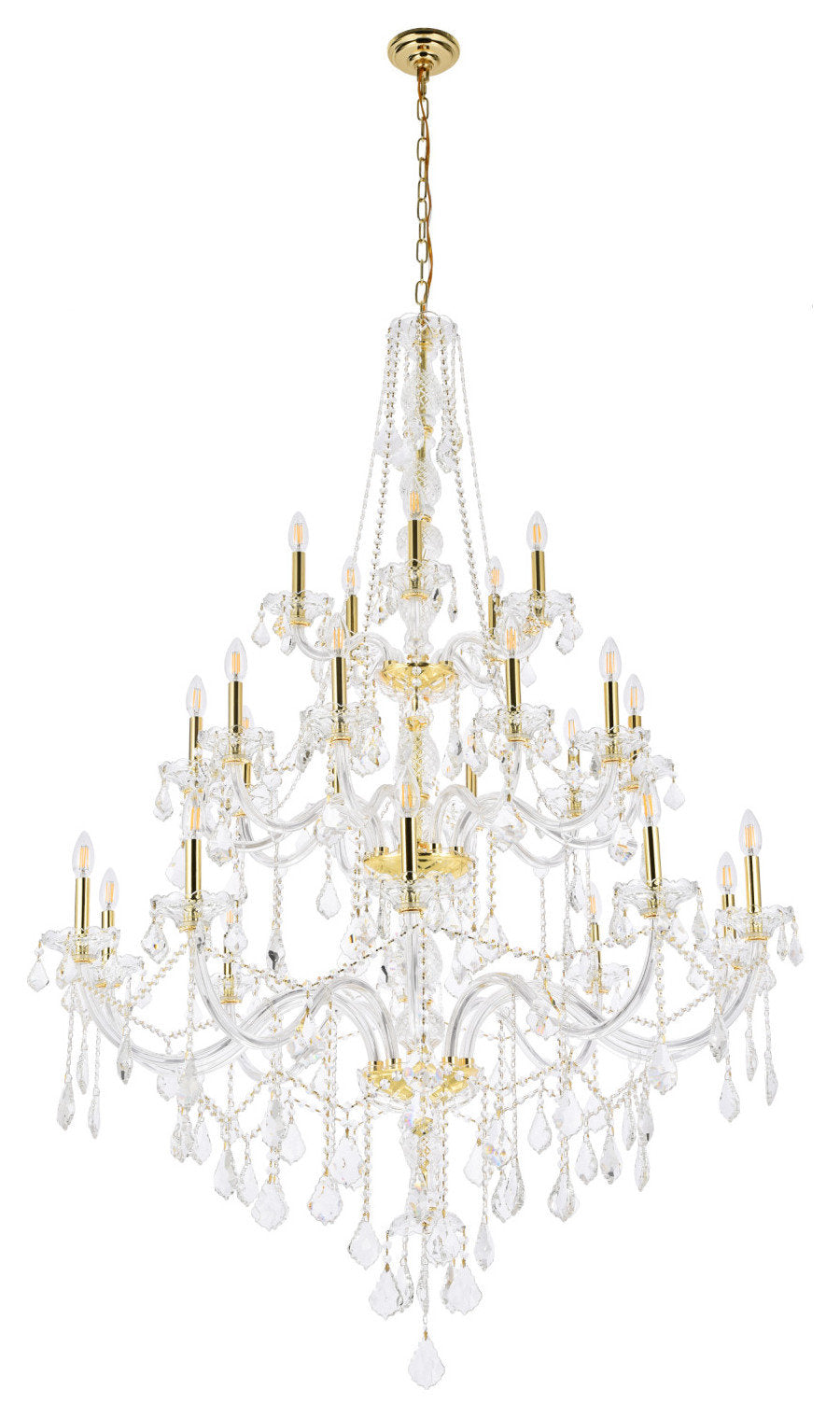 Elegant Lighting V7825G43/RC Verona 25 Light 43"W Crystal - GoldBy Elegant Furniture & Lighting