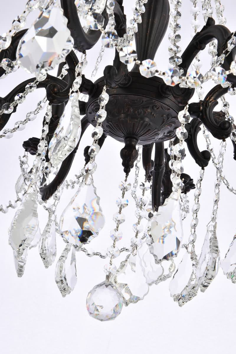 Elegant Lighting Rosalia 8-Light Crystal Chandelier, Dark Bronze, Royal Cut, CleBy Elegant Furniture & Lighting