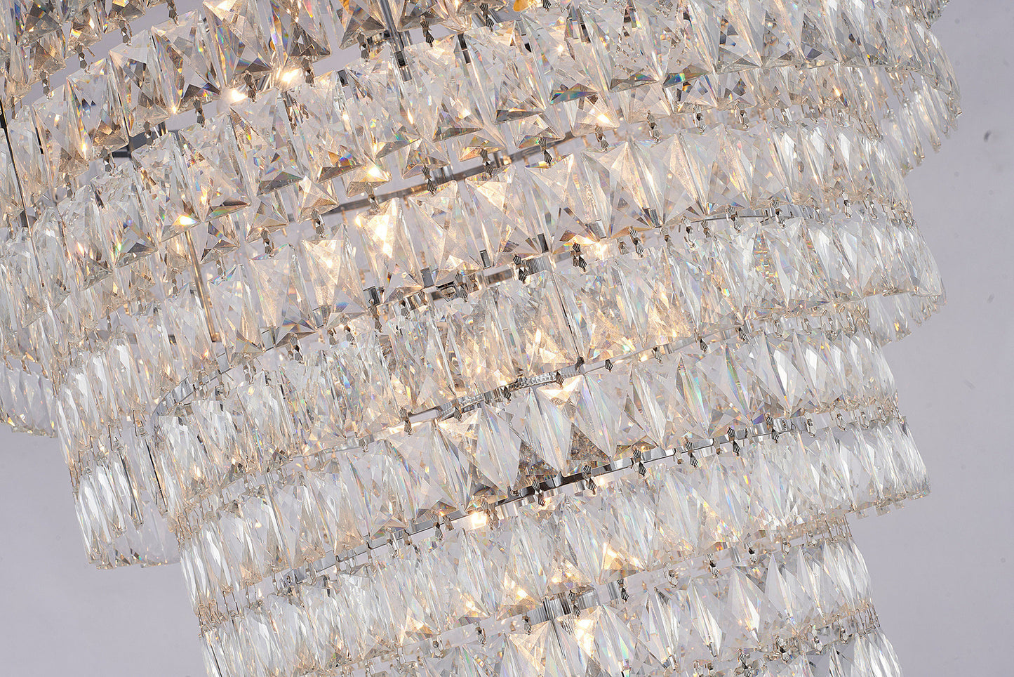36" 30-Light Chrome Iron 8-Tier Chandelier With Clear CrystalsBy Design Living
