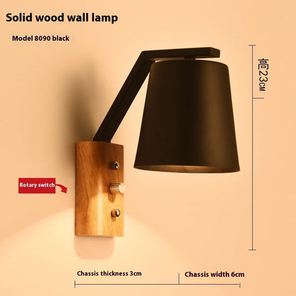 Solid Wood & Glass Wall Lamp �C Bedroom Bedside or Bar Aisle Light