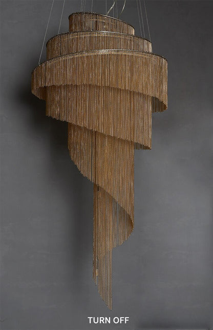 Toudon | Outstanding Silver/Gold Long Chain Chandelier , Gold, Dia23.6By Miron Demid LLC