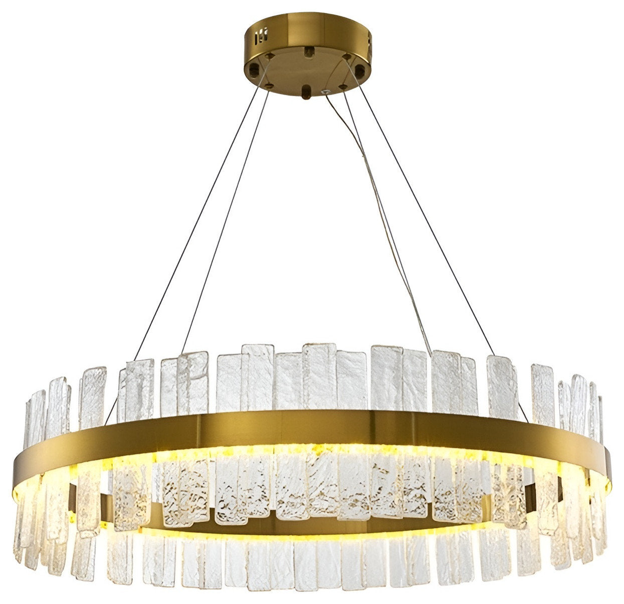 Ieper | Gold Glass Round Led Chandelier for Living Room, 31"By Miron Demid LLC