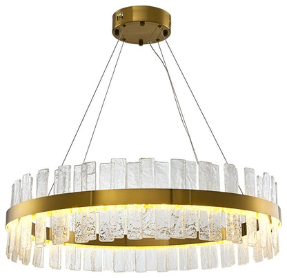Ieper | Gold Glass Round Led Chandelier for Living Room, 31"By Miron Demid LLC