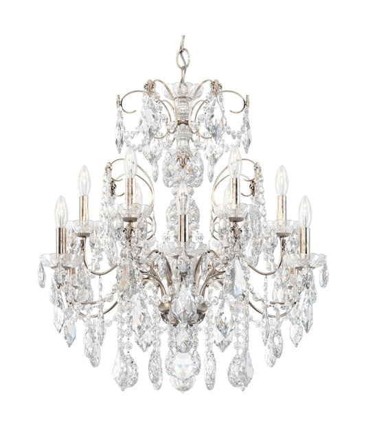 Century 12 Light Chandelier Antique Silver Clear Heritage CrystalBy Schonbek