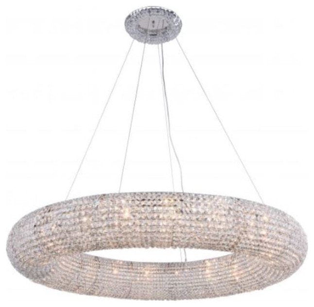 Elegant Lighting 2114G52/RC Paris 20 Light 52"W Crystal Ring - ChromeBy Elegant Furniture & Lighting