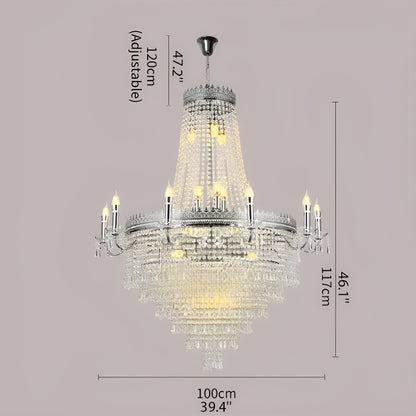 Opio | Classical Large Crystal Candle Ceiling Chandelier, Chrome, Dia39.4" H46.1", Dimmable, Cool LightBy Miron Demid LLC