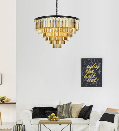 Elegant 1201D44MB-GT/RC Sydney 33-Light Matte Black Chandelier Golden TeakBy Elegant Furniture & Lighting
