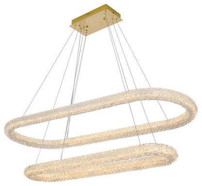Elegant Lighting 3800G50L2 Bowen 51"W LED Crystal Ring Chandelier - Satin GoldBy Elegant Furniture & Lighting
