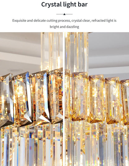 Beuil | High-end Villa Staircase Square Crystal Chandelier, Amber, H70.9"By Miron Demid LLC