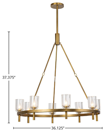 Lucian 36" Chandelier, 8 x 60W, E12, Vintage Brass/Clear CrystalBy Kuzco Lighting LLC