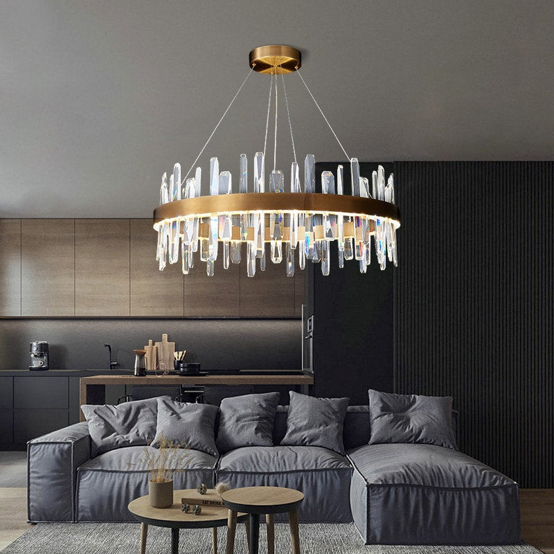 Jodoigne | Round Gold Crystal Chandelier for Dining Room, Dia39"By Miron Demid LLC