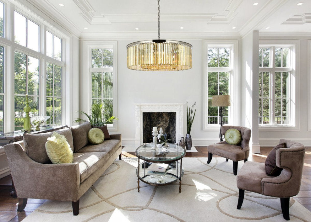 Elegant Sydney 10-Light Polished Nickel Chandelier Golden TeakBy Elegant Furniture & Lighting
