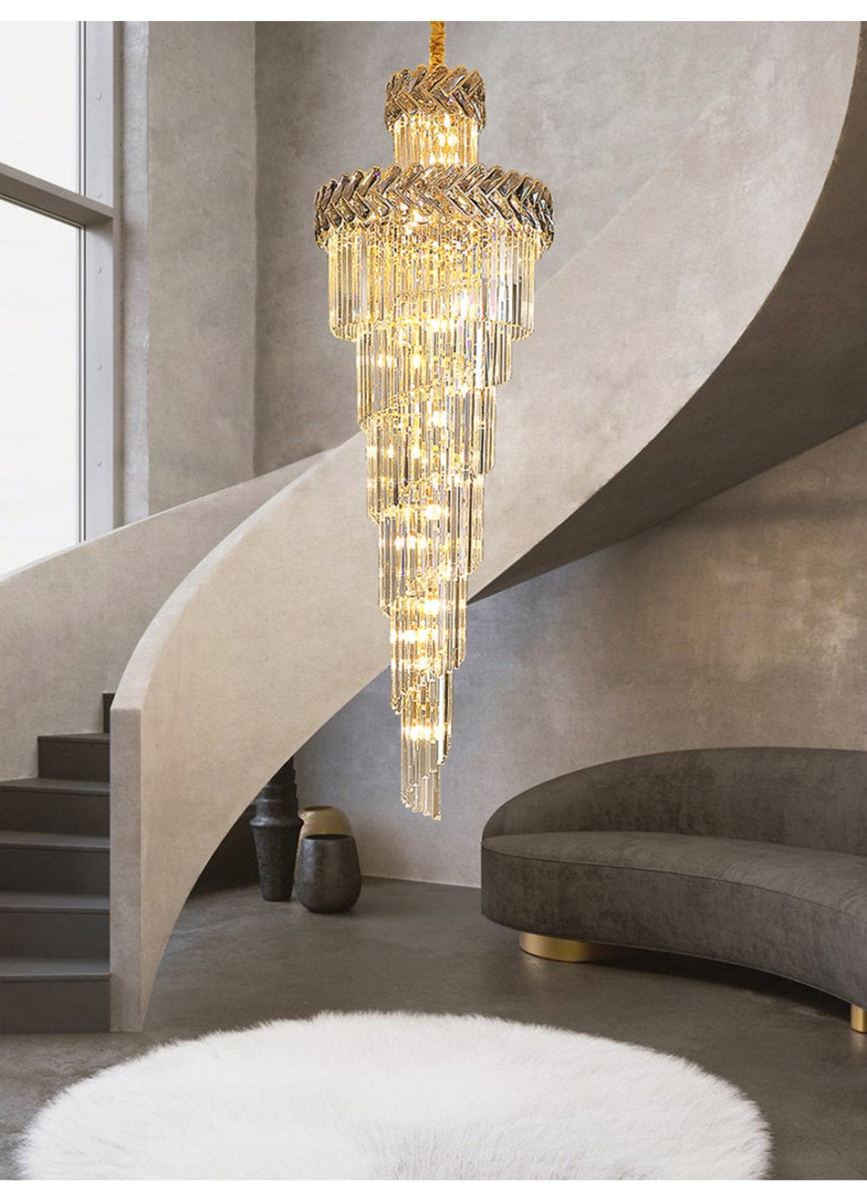 Saint-Vallier-de-Thiey | Crystal Cascade Long Chandelier, 20 BulbsBy Miron Demid LLC