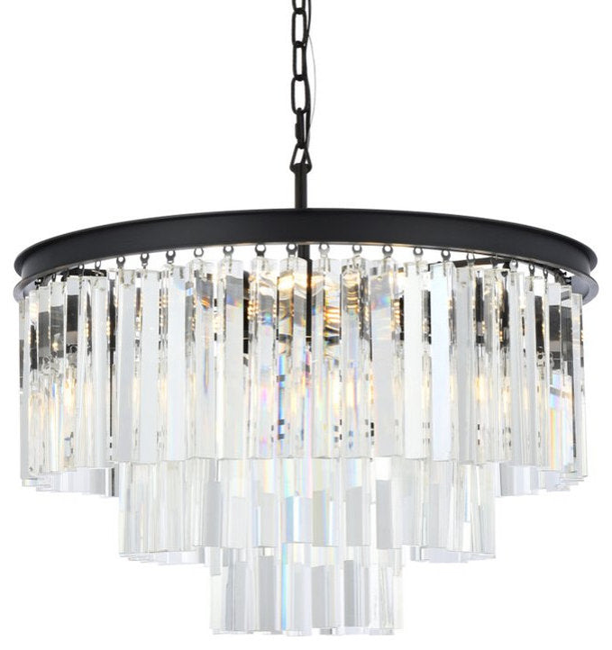 Elegant 1201D26MB/RC Sydney 9-Light Matte Black Chandelier ClearBy Elegant Furniture & Lighting