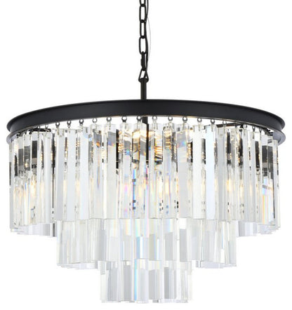Elegant 1201D26MB/RC Sydney 9-Light Matte Black Chandelier ClearBy Elegant Furniture & Lighting