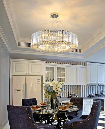 Crystal Drum Chandelier By Morsale, Diameter 32"By MORSALE
