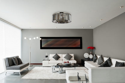 Elegant Lighting 1208F43-SS/RC Sydney 10 Light 44"W Flush Mount - Matte BlackBy Elegant Furniture & Lighting