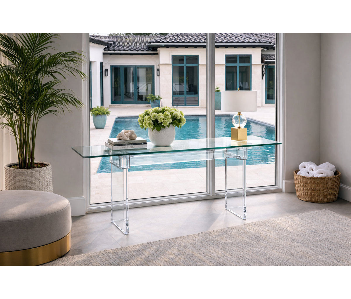 80'' W Glass Console Table