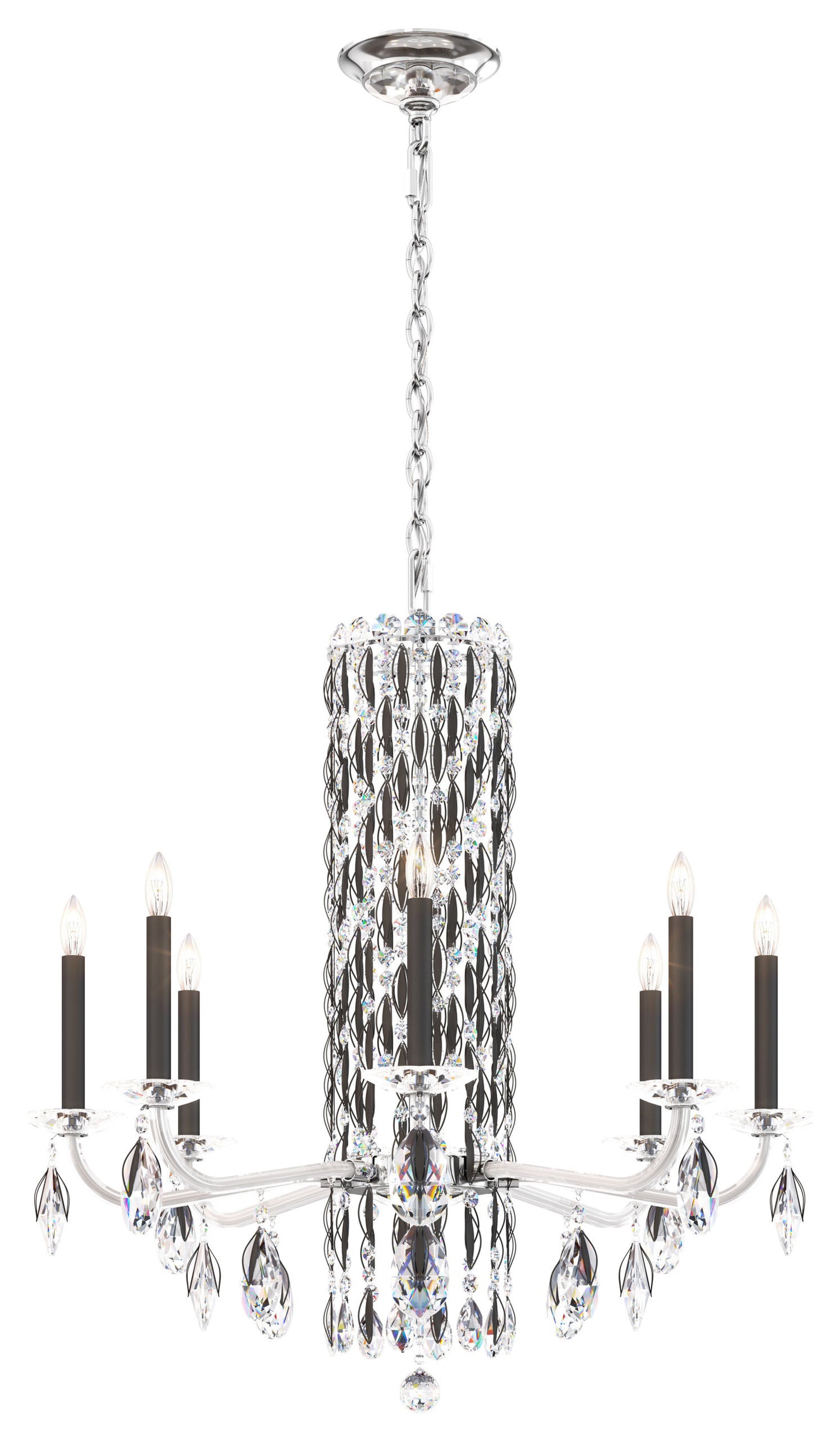 Schonbek Rs8308N-51S 8 Light Crystal Chandelier, BlackBy Schonbek