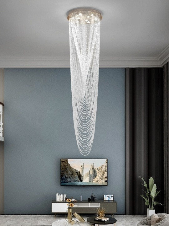 Golfe-Juan | Stunning Large Crystal Ceiling Chandelier, 31.5"By Miron Demid LLC