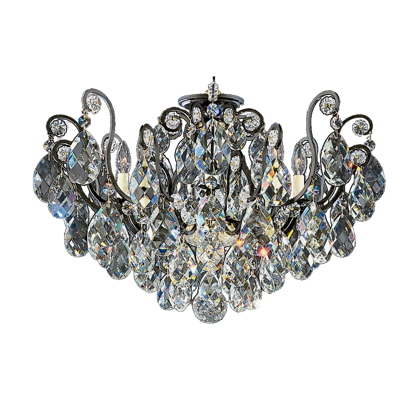 Schonbek 3785-51 8 Light Crystal Semi-Flush, BlackBy Schonbek