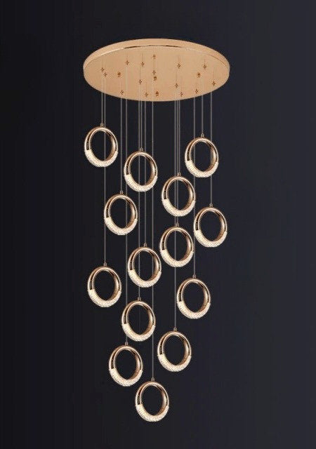 Cannero Riviera | Luxury Gold Ring Pendant Lighting, 14 LightsBy Miron Demid LLC