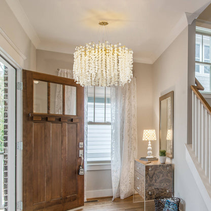 Akari Lanterns Tree Branch Glass Art Gold Coin Chandelier Lighting, D 32"By Akari Lanterns