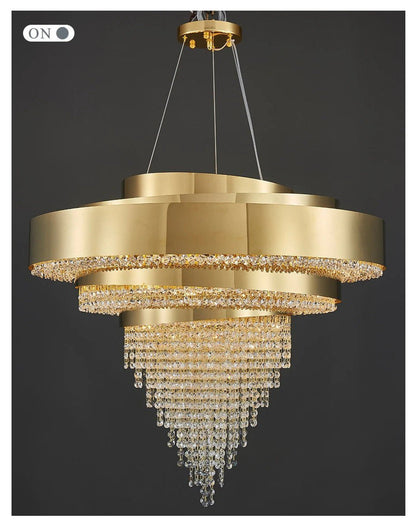 Castelbianco | Unique Gold LED Chandelier With Crystals, 31.5''By Miron Demid LLC