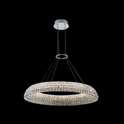 1 Light Contemporary Large Pendant by Allegri, Chrome, 5"By Allegri Crystal by Kalco Lighting