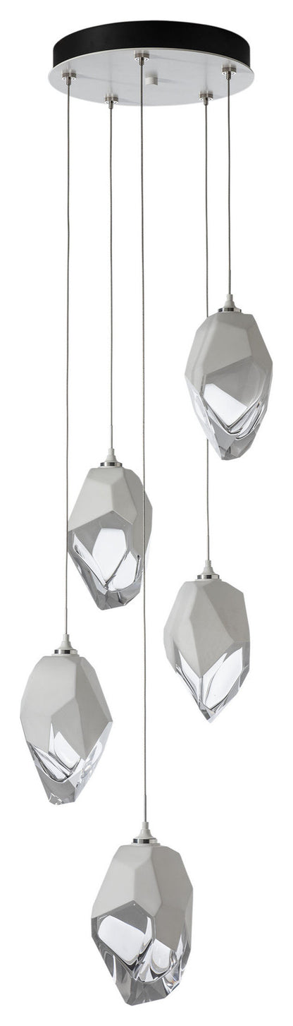 Chrysalis 5-Light Large Crystal Pendant White Finish- Long, White CrystalBy Hubbardton Forge