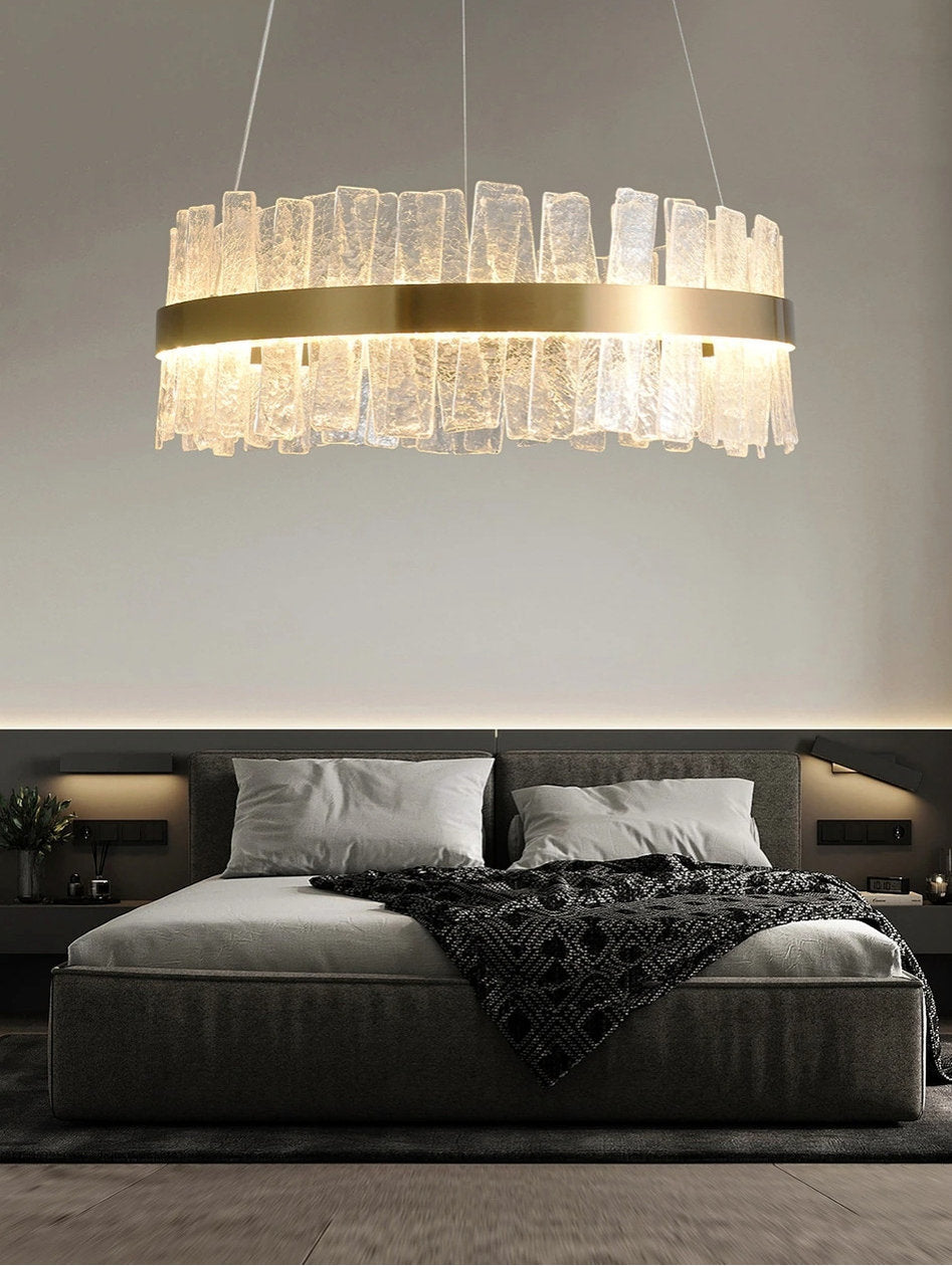 Kortrijk | Round Gold Glass Led Chandelier for Bedroom, Medium - Dia23.6" / 60cmBy Miron Demid LLC