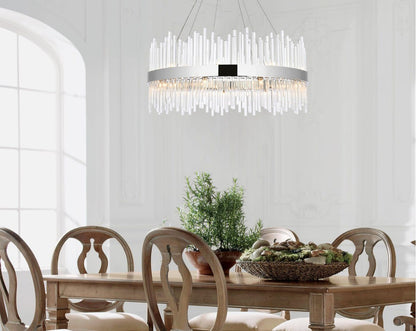 Elegant Lighting 3000D36 Dallas 20 Light 36"W Crystal Drum - Satin GoldBy Elegant Furniture & Lighting