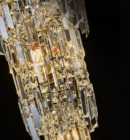 Moneglia | Chic Long Spiral Crystal Pendant Chandelier, Chrome, H137.8"By Miron Demid LLC