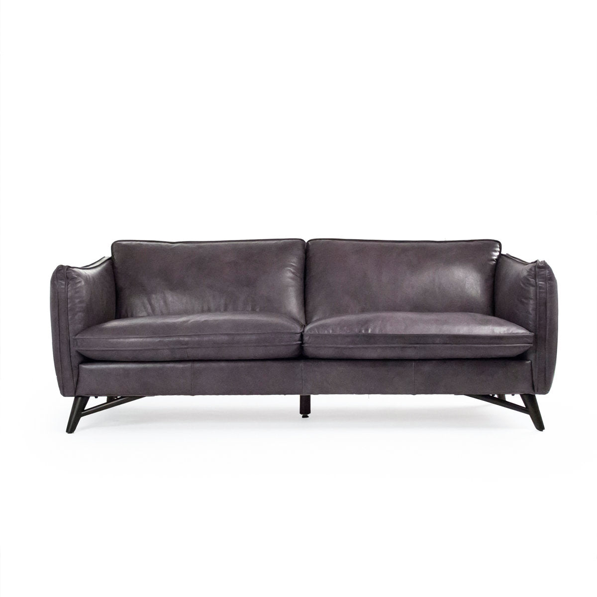 83.5" Genuine Full Grain Italian Leather Square Arm Sofa